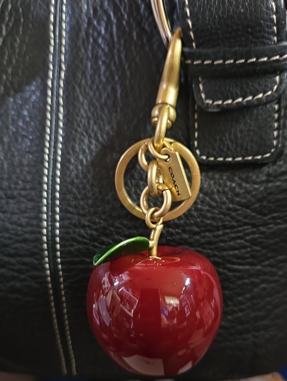 Coach Glossy Apple Bag Charm with Antique Gold Hardwarew/ Dusty Nwot